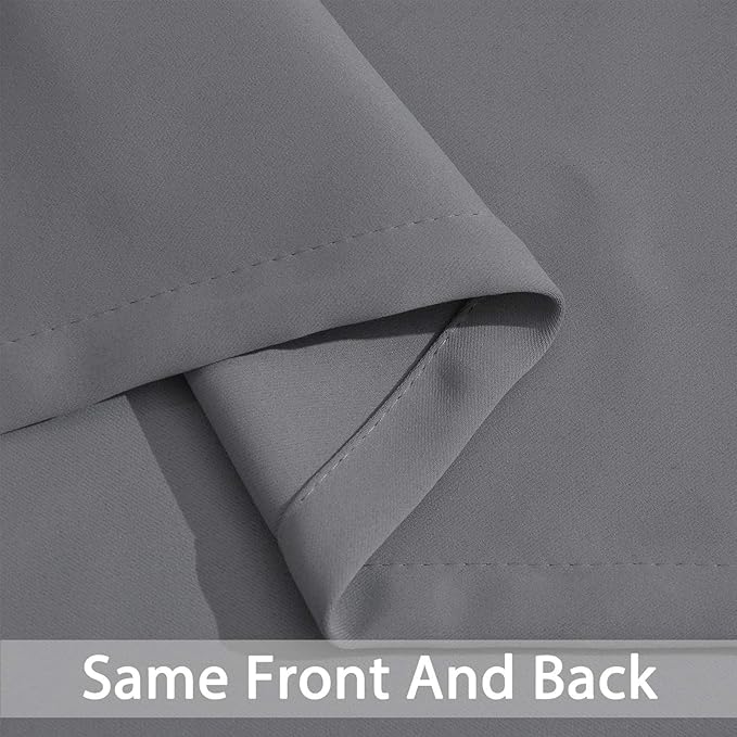 Yakamok Room Darkening Gray Blackout Curtains Thermal Insulated Grommet Curtain Panels for Bedroom, 42W x 72L, Grey, 2 Panels