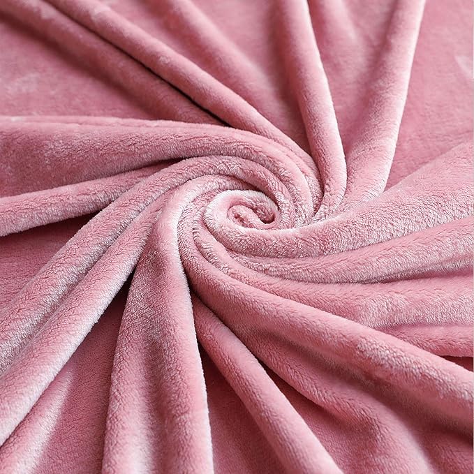 TASTHROW Large Flannel Fleece Throw Blanket, 90×90 Inch - Cozy Lightweight Thick Blanket - All Seasons Suitable for Women, Men and Kids (Pink)