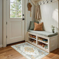 RELEANY Area Rugs 2'x4' Kitchen Rugs Entry Rug Small Rugs for Entryway Kitchen Bathroom Door Mat Indoor Entrance,Washable Non Slip, Light Yellow Carbon Grey Orange