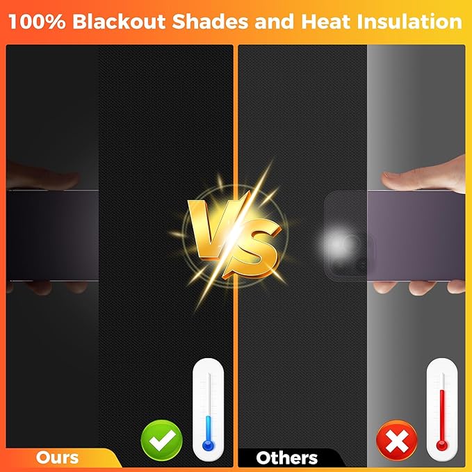 100% Blackout Curtains for Bedroom Portable Window Blinds Cover Adhesive Thermal Blackout Blinds No Drill Guard Blind for Window Shades Temporary Room Darkening Shades for Skylight RV Dorm(79x57 inch)