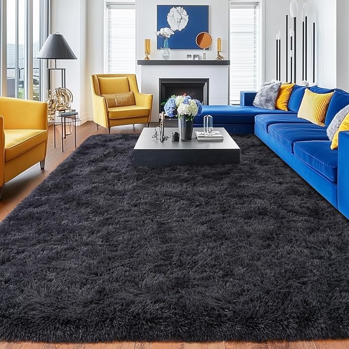 Rugs for Bedroom 4x6, Soft Shaggy Modern Shag Area Rug for Living Room, Upgrade Non-Slip Plush Fluffy Carpet for Kids Boys Girls Room Home Decor Aesthetic, Charcoal Gray