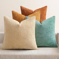 MIULEE Pack of 4 Orange/Teal Couch Throw Pillow Covers 20x20 Inch Yellow Green Soft Decorative Chenille Pillows Farmhouse Accent Cushions for Boho Home Decor Spring Sofa Bedroom Living Room