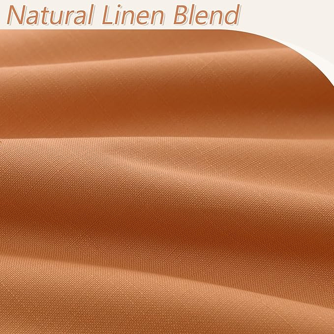 Guken Orange 100% Blackout Linen Curtains 96 Inch Length 2 Panels Set for Living Room Bedroom Back Tab/Rod Pocket Thermal Insulated Black Out Drapes Room Darkening Window Curtains 96 Inches Long