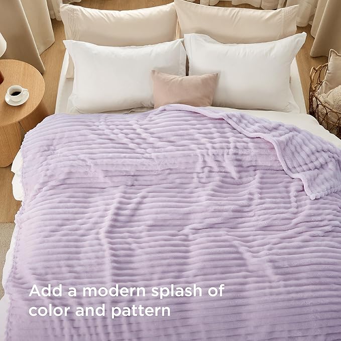 Bedsure GentleSoft Lavender Fog Fleece Blanket for Couch - Super Soft Cozy King Blankets for Women, Cute Small Blanket for Girls, 108x90 Inches
