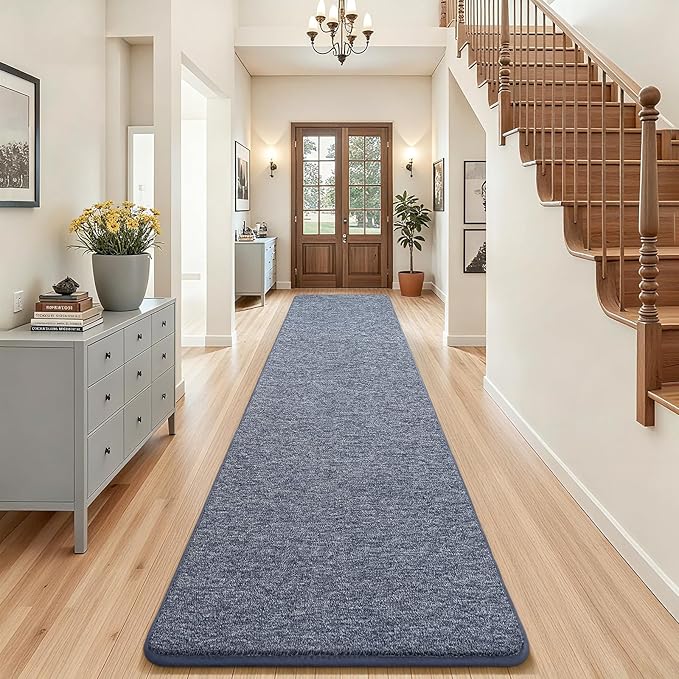 AROGAN Washable 2x10 Runner Rug for Hallway, Long Runner Rugs wtih Soft Memory Foam for Bedroom, Non Slip Backing Carpet Runners for Hallways, Kitchen, Bathroom, Entryway Home Decor, Navy Blue