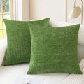 CaliTime Throw Pillow Covers Decorative 16 X 16 Inches Pack of 2 Cozy Chenille Cushion Cases for Couch Sofa Bed Living Room Home Forest Green