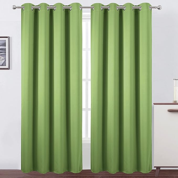 LEMOMO Light Green Thermal Blackout Curtains/52 x 95 Inch/Set of 2 Panels Room Darkening Curtains for Bedroom