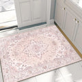 RELEANY Area Rugs 2'6''x4' Kitchen Rugs Entry Rug Small Rugs for Entryway Kitchen Bathroom Door Mat Indoor Entrance,Washable Non Slip, Pink Greypink Cute