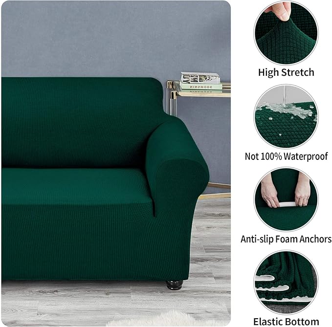 Joccun Christmas Stretch Couch Cover Slipcovers, 1-Piece Sofa Covers for 3 Cushion Couch Spandex Jacquard Washable Furniture Protector Cover for Living Room,Kids,Pets(Sofa,Hunter)