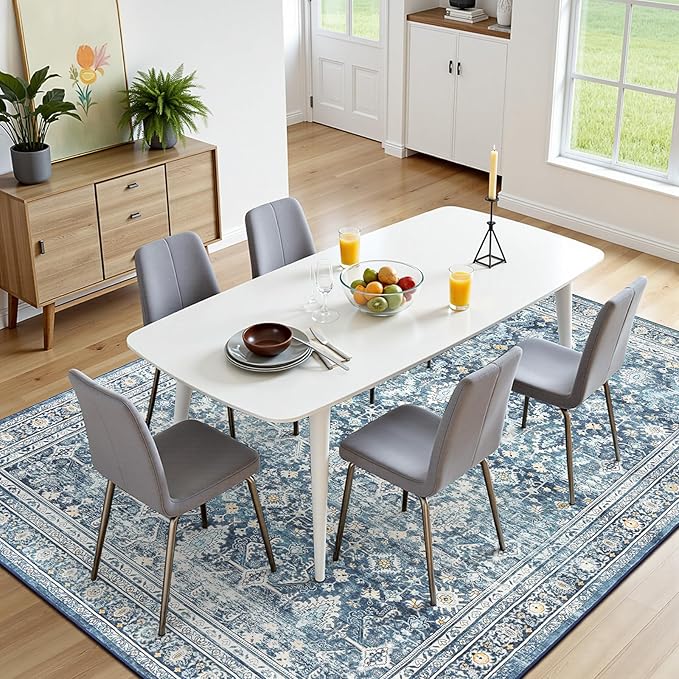 Lofus 6x9 Area Rug for Living Room,Blue Washable Area Rugs with Non-Slip Backing,Soft Boho Carpets for Bedroom Dining Room Home Office Indoor Nursery