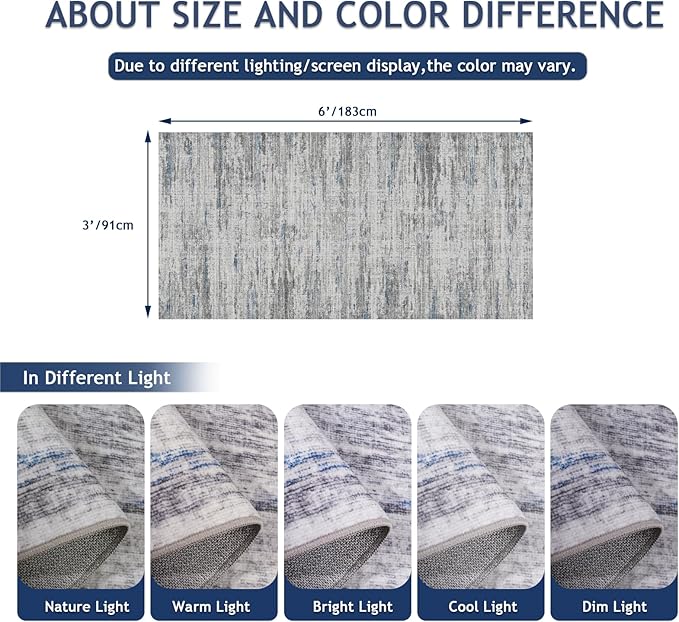 Hallway Runner Rug 3x6 - Washable Kitchen Rugs Non Slip，Stain Resistant Entryway Rug Runner Abstract Soft Runners for Hallways，Dining Living Room Bedroom