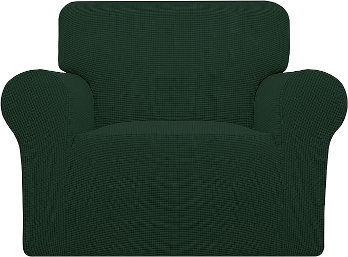 Easy-Going Stretch Oversized Chair Sofa Slipcover 1-Piece Couch Sofa Cover Furniture Protector Soft with Elastic Bottom for Kids Spandex Jacquard Fabric Small Checks Dark Green