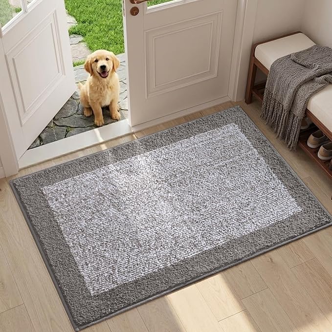 36x24 Large Bathroom Rugs Washable Non Slip, Light Grey Bath Mat for Bathroom Floor Tub, Soft Absorbent Quick Dry Mats for Shower, Bathtub,Home Decor
