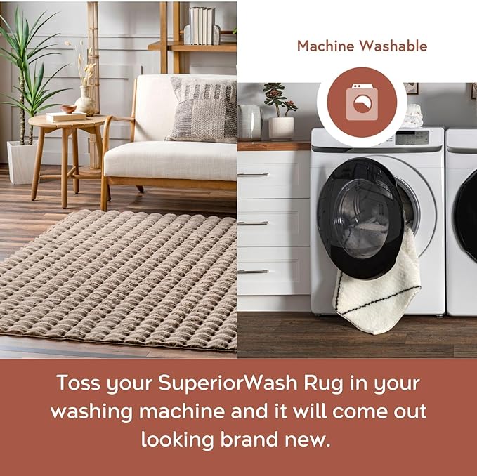 nuLOOM 2' x 8' Cozy Plush SuperiorWash Area Rug, Machine Washable, Non-Slip, Soft Fluffy Shag Carpet for Living Room Bedroom Kids Room Nursery Home Decor, Jeni Taupe
