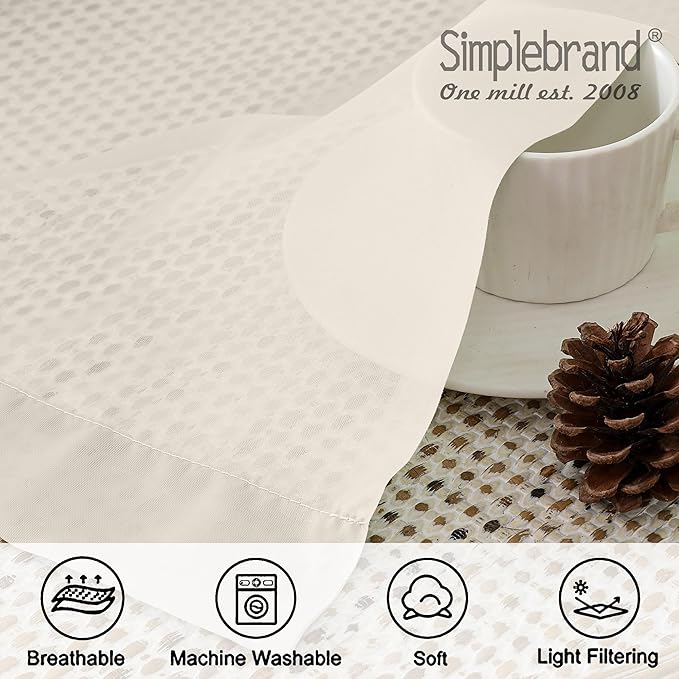 Simplebrand Cream Sheer Curtains 63 Inch Length 2 Panels, Rod Pocket Solid Color Window Sheer Curtain Panels, Elegant Curtains & Drapes for Living Room, Bedroom 2 Panels (Cream, 42" W x 63" L)