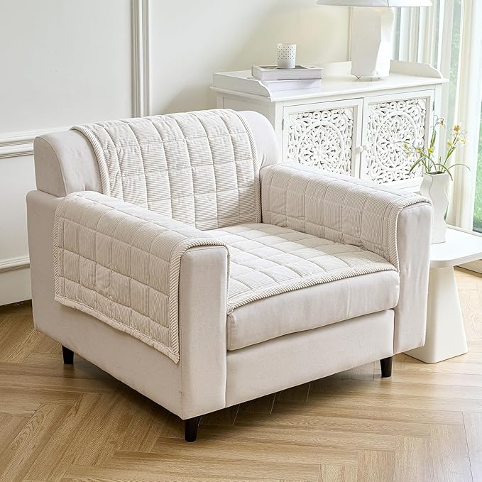 Couch Covers for Dogs Washable, Non Slip Couch Covers for Loveseat Sofa Pet Friendly, Soft Fuzzy Sofa Covers for Pet, Dog Couch Cover Furniture Protector(1PC,Beige White,27.6"x27.6")