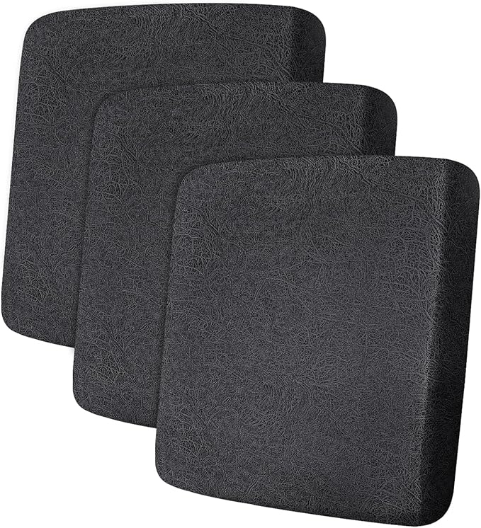 Leather Look Couch Cushion Covers Sofa Seat Slipcovers Sets Couches Furniture Protector for Sectional Armchair Loveseat Pets Kids Stretch Spandex Fabric (3 Cushion Sofa, Dark Grey)