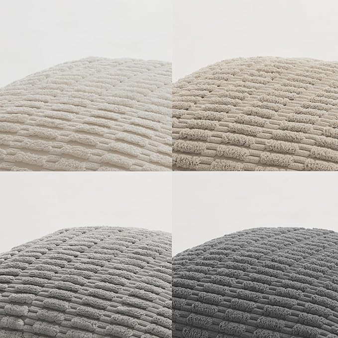 Fancy Homi Set of 4 Grey and White Long Lumbar Rectangle Decorative Throw Pillow Covers 12x24 Inch for Couch Bed Chair, Farmhouse Boho Room Decor, Soft Fuzzy Corduroy Textured Cushion Case 30x60cm