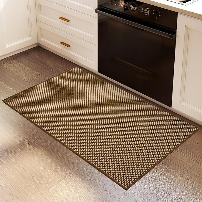 YDKGL 2x3 ft Indoor Door Mat Entryway Rug Non Slip Boho Woven Washable Small Area Rugs Runner, Front Entry Rug Entrance Doormat for Hall Porch Bathroom Kitchen Bedroom, Dark Brown/Coffee 24"x36"