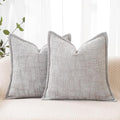 HPUK Fall Chenille Soft Throw Pillow Covers 18x18 Set of 2, Accent Cushion Covers for Living Room, Bedroom, Decorative Solid Color Pillow Covers for Couch, Sofa, Chair, Grey