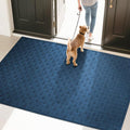 Mibao Front Door Mat Indoor Outdoor Entrance, Dirt Trapping Waterproof All-Season, All-Weather Doormat, Non-Slip Durable Natural Rubber Low Profile Easy Clean Patio Entrance Mat, 61.5" x 36", Blue