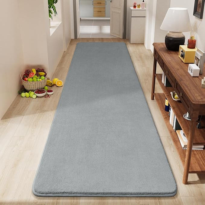 Amearea Modern Soft Hallway Runner Rug, 3x8 Feet Area Rug Runners for Hallways, Washable Runner Rugs, Non Slip Memory Foam Rug Grey Runner Rugs Carpet for Entrance Kitchen Kids Room Decor
