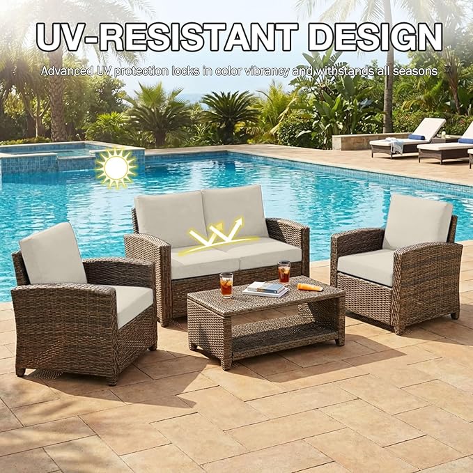 hyha 14Pcs Patio Cushion Covers, Stretch Outdoor Couch Cushion Covers Replacement, Washable Outdoor Chair/Sofa Slipcovers for Patio Furniture Cushions Protector with Elastic Bottom(Taupe,Cover Only)
