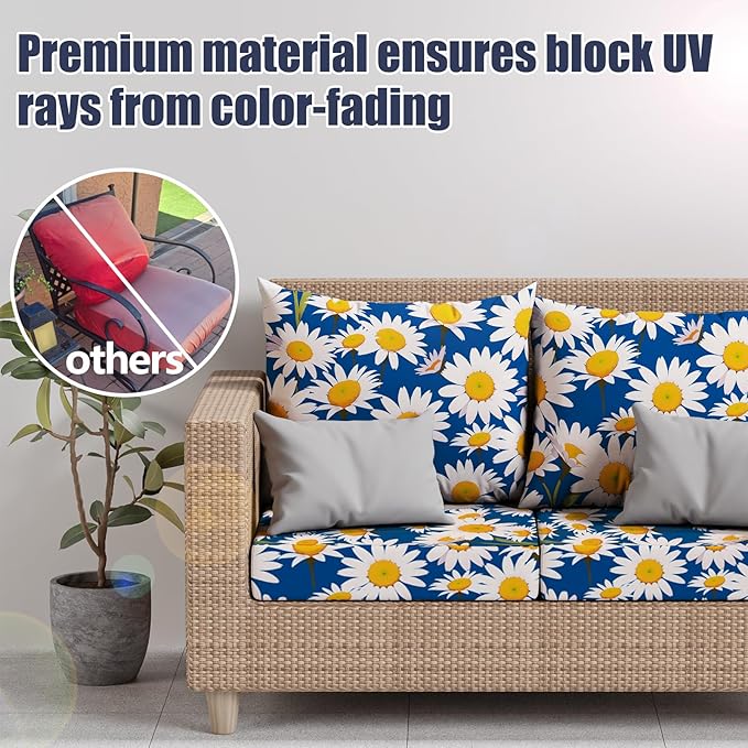 8Pcs Stretch Patio Cushion Covers, Outdoor Couch & Sofa Replacement Slipcovers for Patio Furniture Cushion Covers, Washable Reusable Furniture Protector