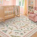 Hazo Haus Butterfly Area Rugs 5x7 for Baby Nursery, Cute Light Pink Rugs for Bedroom Girls, Living Room, Kids Room Playroom Reading Corner, Washable Ultra Soft Stain Resistant Floral Floor Decor