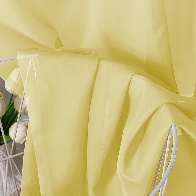 Aiyufeng Yellow Sheer Curtains 72 Inches Long 2 Panels Set, Semi Transparent Voile Rod Pocket Sheer Window Drapes for Bedroom Bed Canopy Living Room Dining Wedding Party Backdrop, 42W x 72L inch