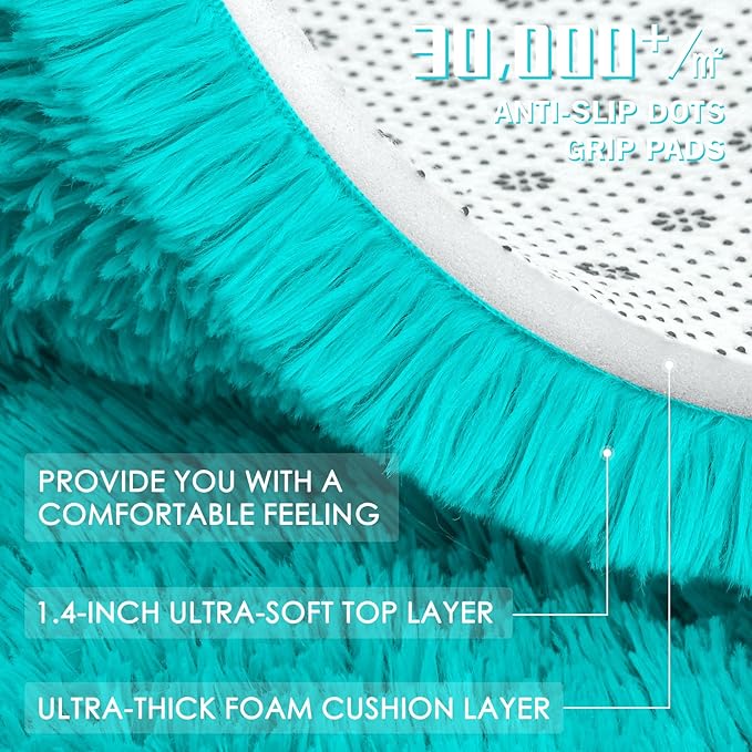 OLANLY 6x9 Machine Washable Large Area Rugs for Living Room, Bedroom, Soft Fluffy Shaggy Bedside Rug, Indoor Floor Carpet for Kids Girls and Boys, Dorms, Nursery, Home Decor Aesthetic, Teal Blue