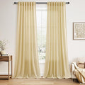 Nanspring Cream Yellow Curtains 120 Inches Long for Living Room Linen Modern Farmhouse Sheer Curtains Back Tab and Rod Pocket Extra Long Floor to Ceiling Curtain for Bedroom Office 52x120, 2 Panels