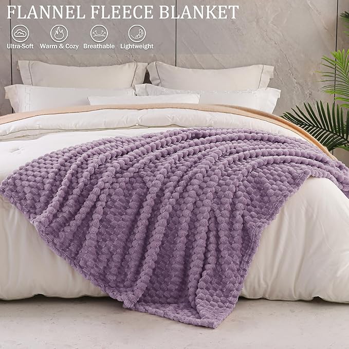 Exclusivo Mezcla Fleece Twin Blanket for Bed, Extra Large Fuzzy Grayish Purple Bed Blankets, Soft Cozy Plush Sofa Throws for All Seasons, 60x80 Inches