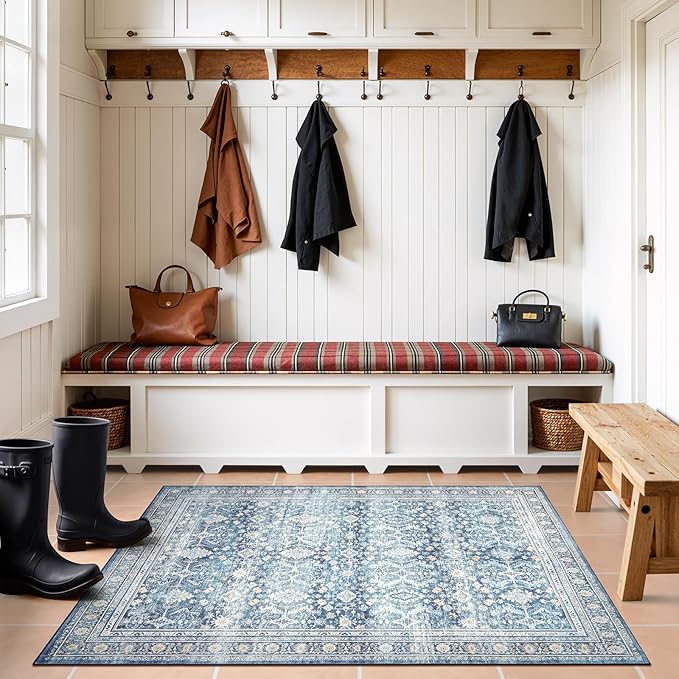 Lofus 3x5 Area Rug for Entryway,Blue Non Slip Area Rugs for Kitchen, Washablee Soft Rugs for Bedroom, Living Room, Tool Room Nursery Kids Room Decor