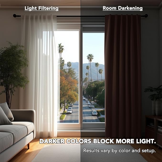 Deconovo Blackout Curtains, Thermal Insulated, W52 x L72 2 Panels, Back Tab, Machine Washable, Room-Darkening Drapes for Bedroom/Living Room Chocolate