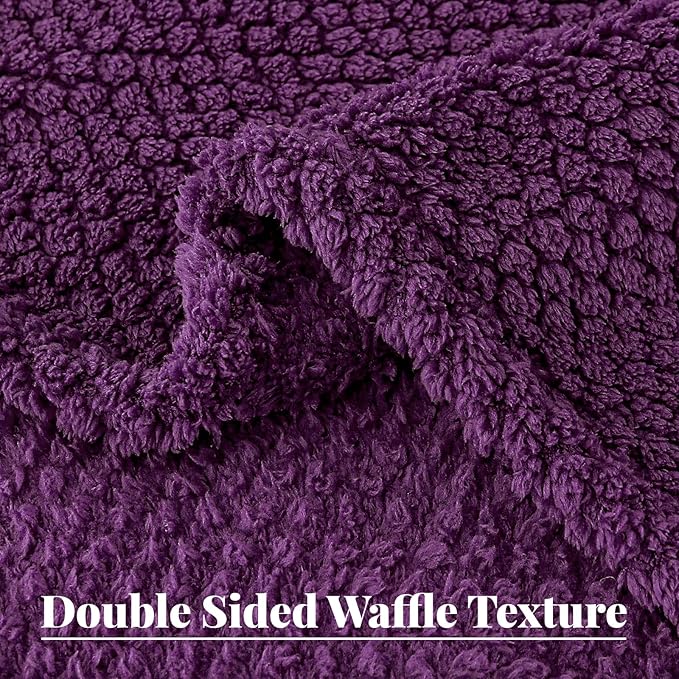Whale Flotilla Twin Size Fuzzy Fleece Blanket for Bed, 60x80 Inch Fluffy Warm Soft Jacquard Blankets for All Season, Lightweight and Cozy, Purple