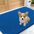 OLANLY Dog Door Mat for Muddy Paws 24x16, Absorbs Moisture and Dirt, Absorbent Non-Slip Washable Doormat, Quick Dry Chenille Mud Mat, Entry Indoor Entryway Carpet for Inside Floor, Deep Navy Blue