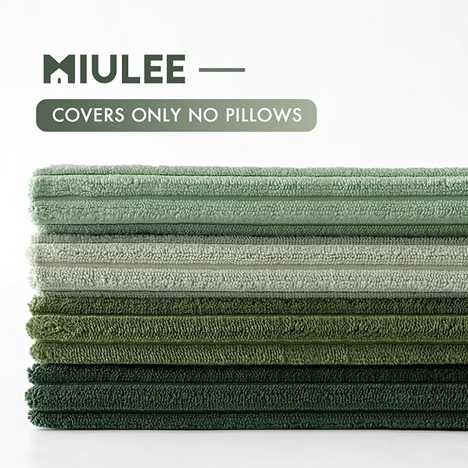 MIULEE Boho Farmhouse Sage Green Throw Pillow Covers 24x24 Inch Set of 4 Mordern Nordic Cushion Covers Soft Corduroy Spring Home Decor for Couch Bed Sofa Living Room Forest Green