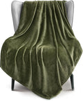 Exclusivo Mezcla Fleece Olive Green Throw Blanket for Couch, Sofa, Super Soft and Warm Blankets, All Season, Cozy, Plush, Lightweight, 50x60 Inches