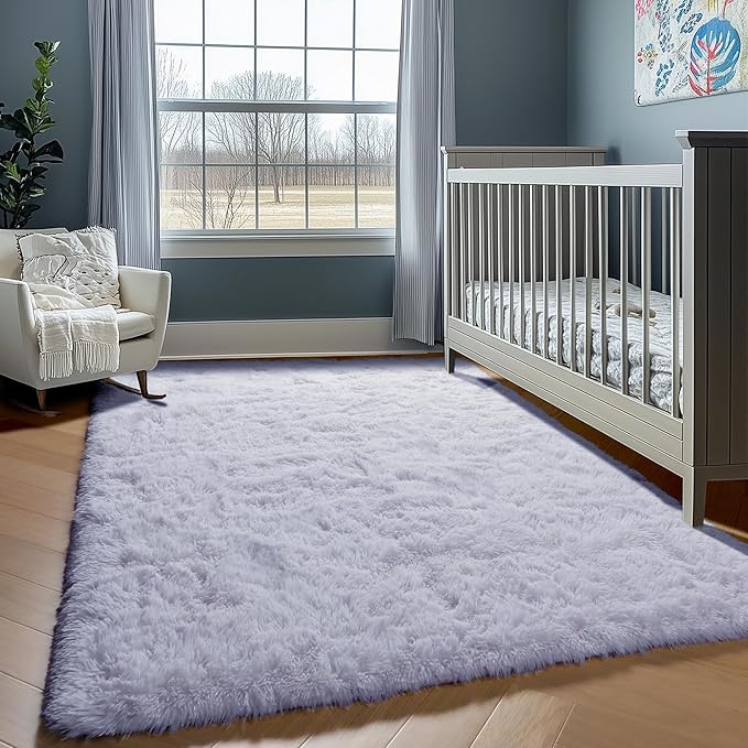 ONASAR White Rugs for Bedroom, 3x5 Fluffy Shaggy Bedside Area Rug, Soft Plush Shag Small Floor Carpet for Preppy Dorm Nursery Living Room Teen Kids Girls Boys Baby Toddler Indoor Home Decor