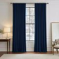 PONY DANCE Blue Black Out Curtains 84 inches - Thermal Insulated Privacy Rod Pocket Curtain Drapes for Kitchen Home Decoration, 52 W x 84 L, Navy Blue, 2 Pieces