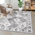 HEBE Washable Area Rug - 3'x5' Non Slip Soft Distressed Medallion Bedroom & Living Room Accent Throw Vintage Entry Floor Carpet for Dining Room & Bathroom Entryway