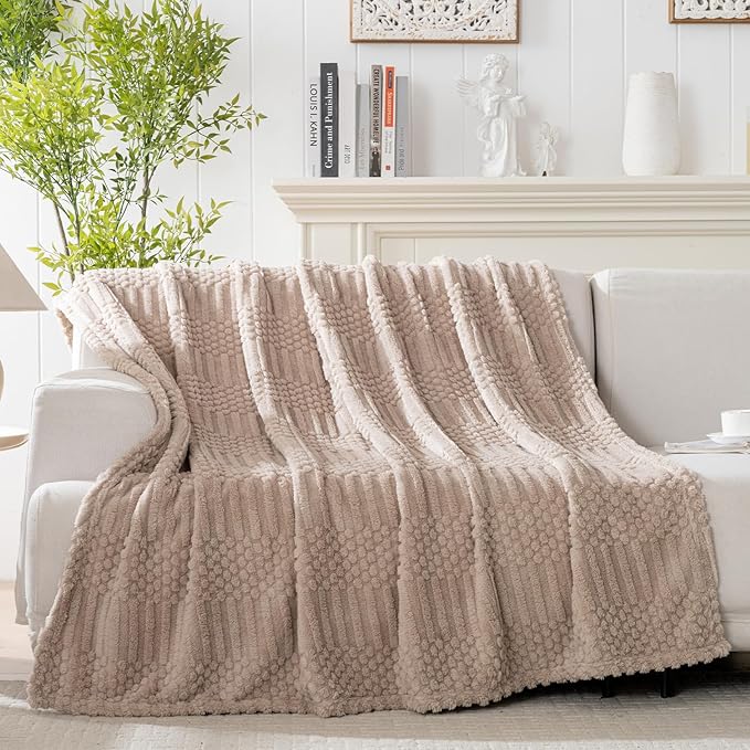 50x70 Inch Brown Throw Blanket - Soft & Fluffy Fleece, Neutral Tan Color, Cute & Aesthetic, Perfect for Sofa, Couch, Chair, Bed, Living Room & Bedroom, All-Season Use, Plush & Cozy Decorative Blanket