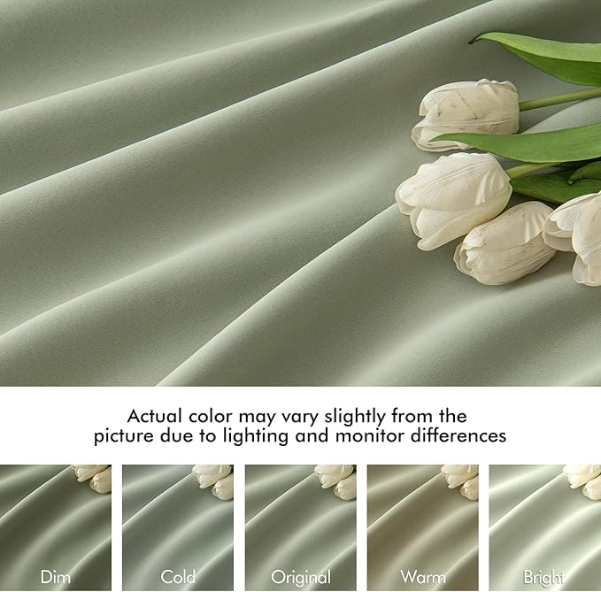 MIULEE Sage Green Back Tab Blackout Curtains 72 Inch Length 2 Panels Set for Living Room Bedroom Privacy, Rod Pocket/Pinch Pleat Thermal Insulated Room Darkening Pleated Light Blocking Drapes