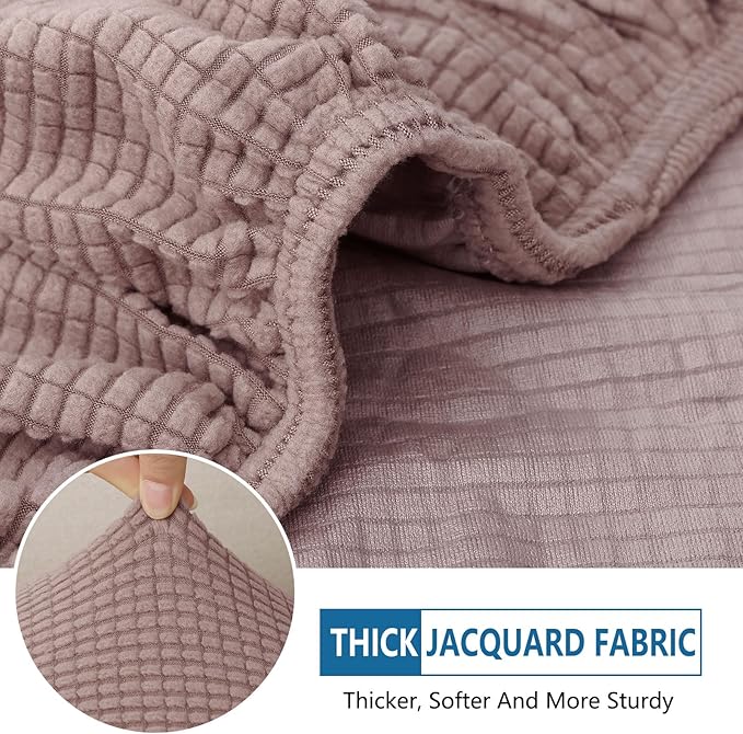 hyha Waterproof Couch Cushion Covers for Pets, Non Slip Sofa Seat Cover for Dogs Washable, Soft Thick Stretch Jacquard Fabric, Sofa Slipcovers with Elastic Bottom (1 Piece for Large, Camel)