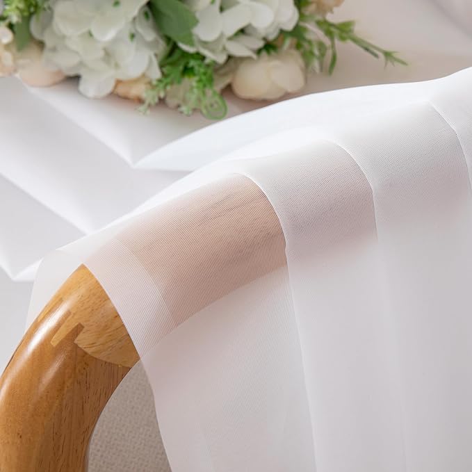 Chyhomenyc Sheer White Valances for Windows 2 Pack, Small Window Curtains for Living Room Bathroom Cafe Laundry Basement, Modern Top Dual Rod Pocket Voile Curtain, 42W x 18L inches, White
