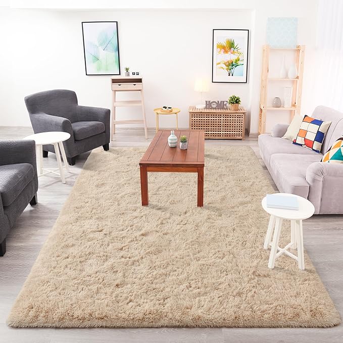 Chicrug Soft Area Rugs for Bedroom Living Room Plush Fluffy Rug 3x5 Feet, Shag Furry Area Rug Carpet Non Shedding for Nursery Children Kids Girls Room Home Decorative, Camel