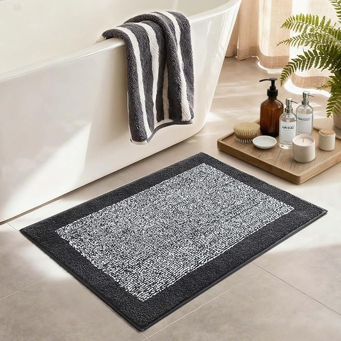 Bathroom Rugs 30x20 Non Slip Washable, Dark Blue Bath Mat for Bathroom Floor Tub, Soft Absorbent Quick Dry Mats for Shower, Bathtub,Home Decor