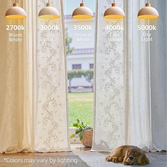 jinchan Evelyn Embroidered Linen Curtains 63 inch Floral Curtains for Living Room Bedroom Farmhouse Cottagecore Semi Sheer Light Filtering Window Drapes Rod Pocket Back Tab 2 Panels W50 x L63 Ivory