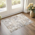 UERMEI 2x3 Entryway Area Rug: Washable Neutral Modern Abstract Small Rug - Non-Slip Low Pile Throw Indoor Carpet for Entrance Kitchen Front Door Mat Bathroom Entry Kids Room - Brown Grey